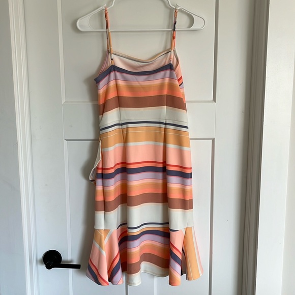 NWT S Bar iii Strappy Samba Pastel Striped Ruffled Dress - Picture 3 of 4